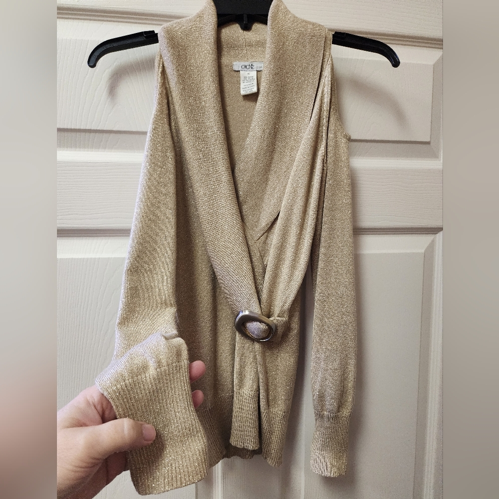 Lds. Size S Cache Gold Shimmer Light Sweater - image 2